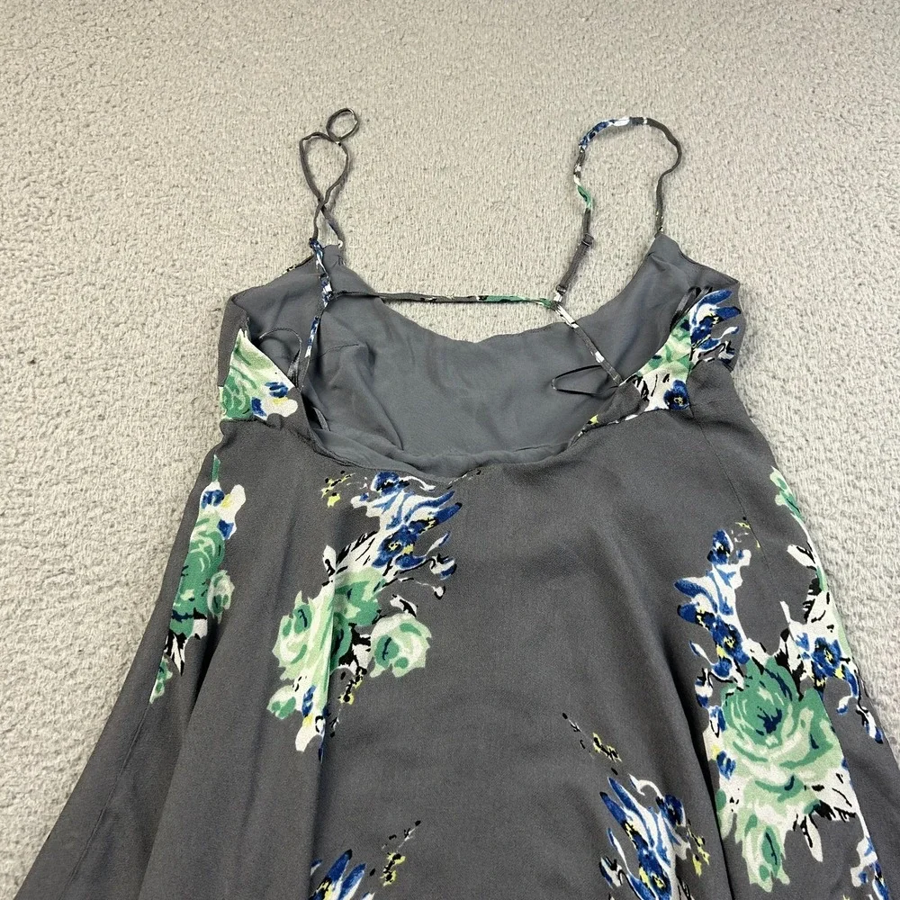 Free People Faded Bloom Floral Tunic Top Gray Boho Handkerchief Hem XS
